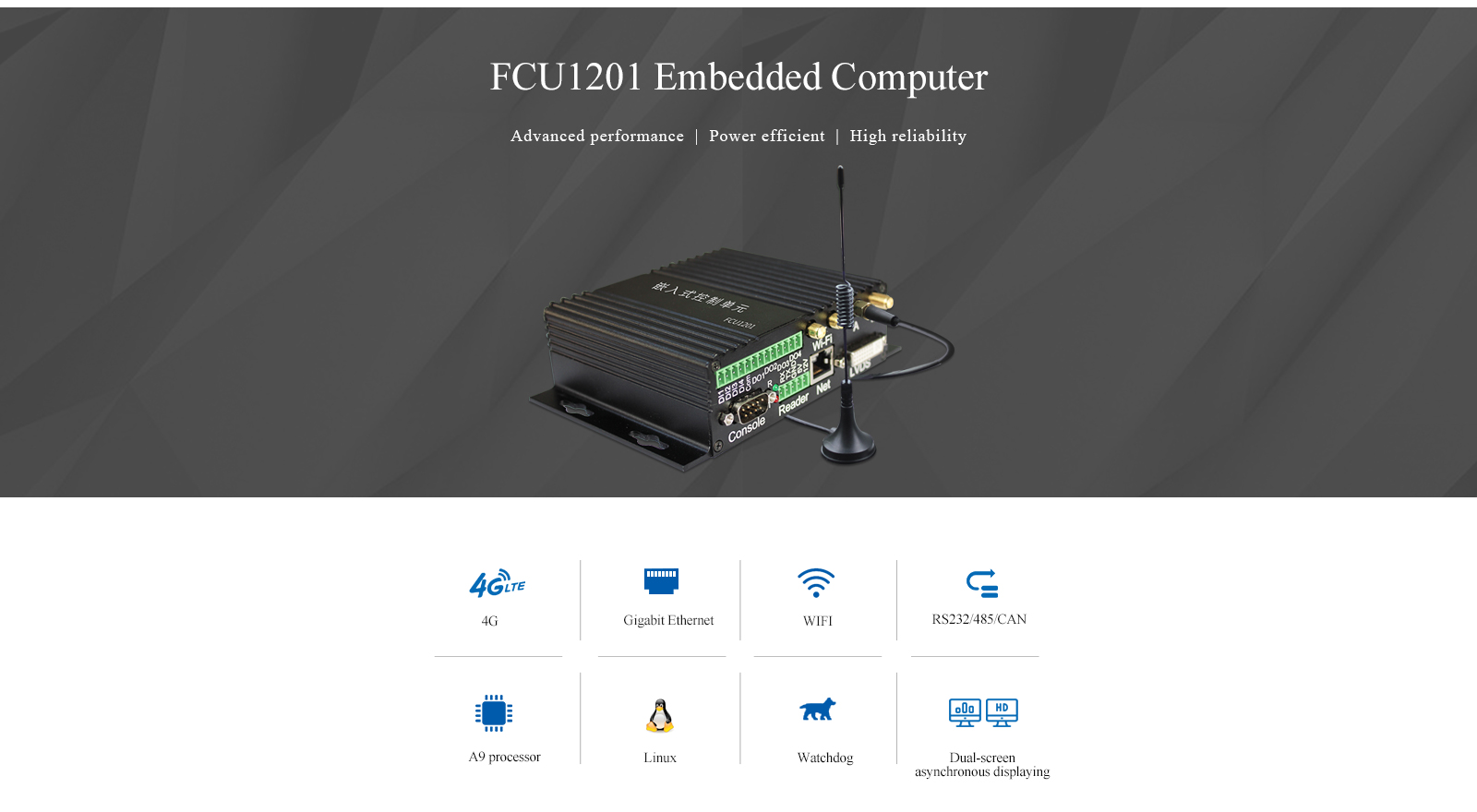 FCU1201 Embedded Computer with NXP i.MX6DL Processor for Industrial Control