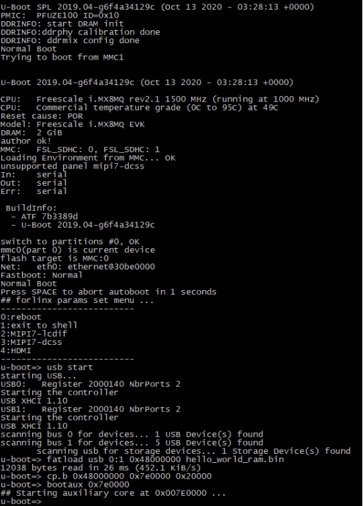 Execution of the terminal
