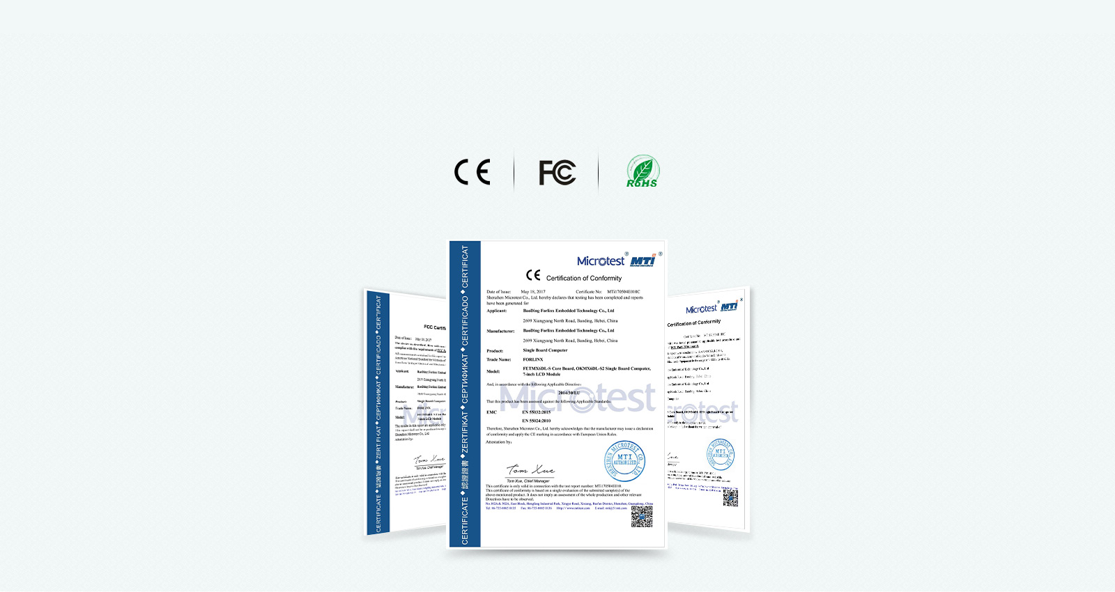 i.MX6 series core board with CE FCC RoHS certified