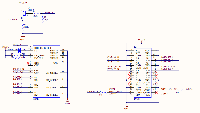 imx8m mini schematic of the HDMI-LVDS