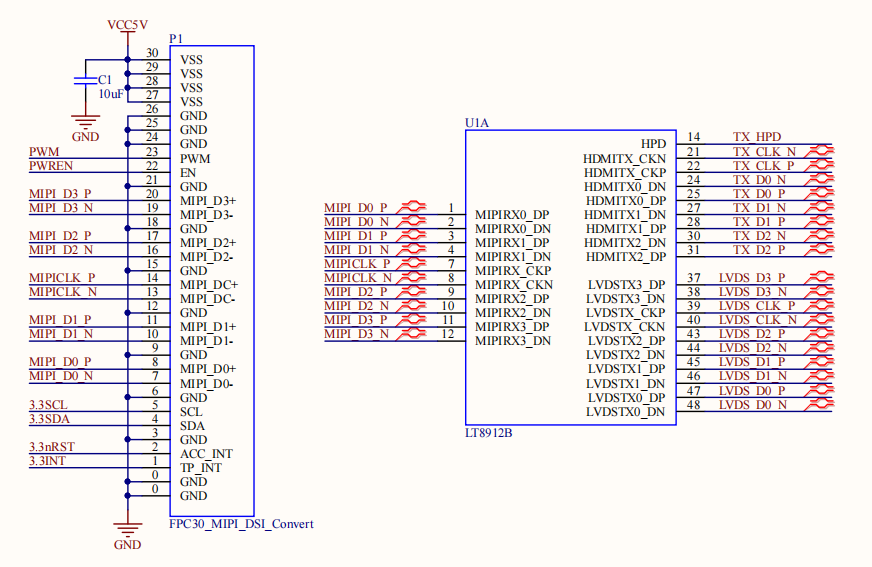 imx8m mini schematic of the HDMI-LVDS