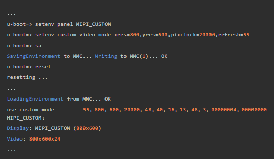 Mipi display without configuration