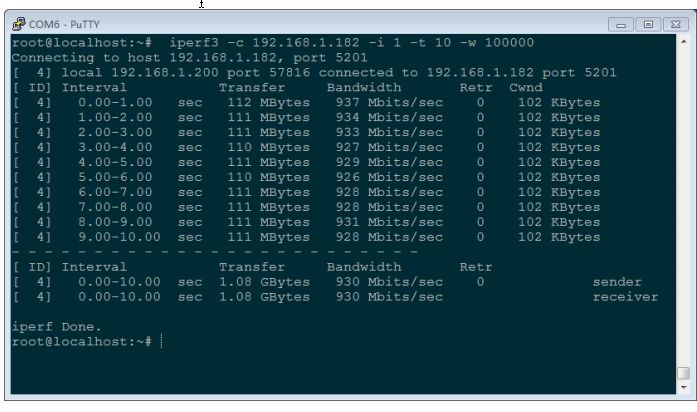 ls1012A Gigabit network iperf test