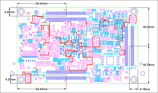 FET-G2LD-C SoM Back Dimensions