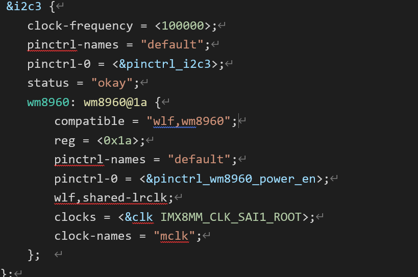 wm8960 node under I2C3
