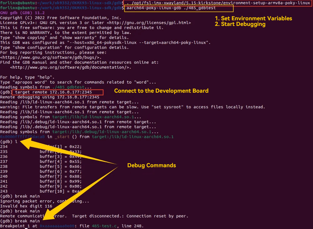 Forlinx OK-MX9352-C Development Board Linux 6.1.33 System GDB Debugging Tutorial
