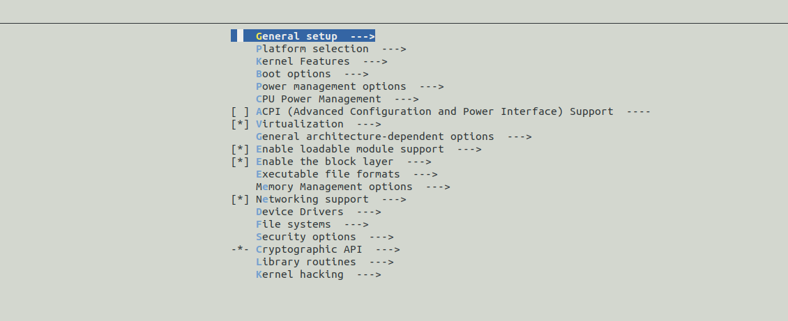 Entering the Linux kernel configuration menu
