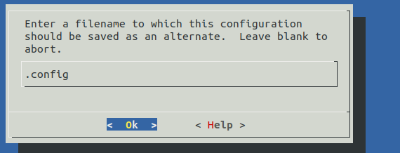 Confirming the configuration filename to save