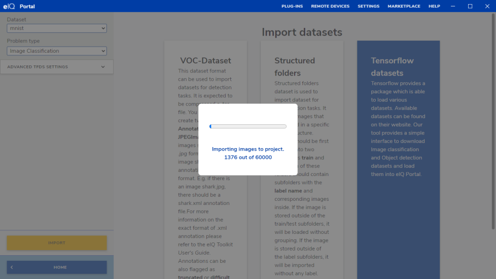 Visual representation of the data loading process
