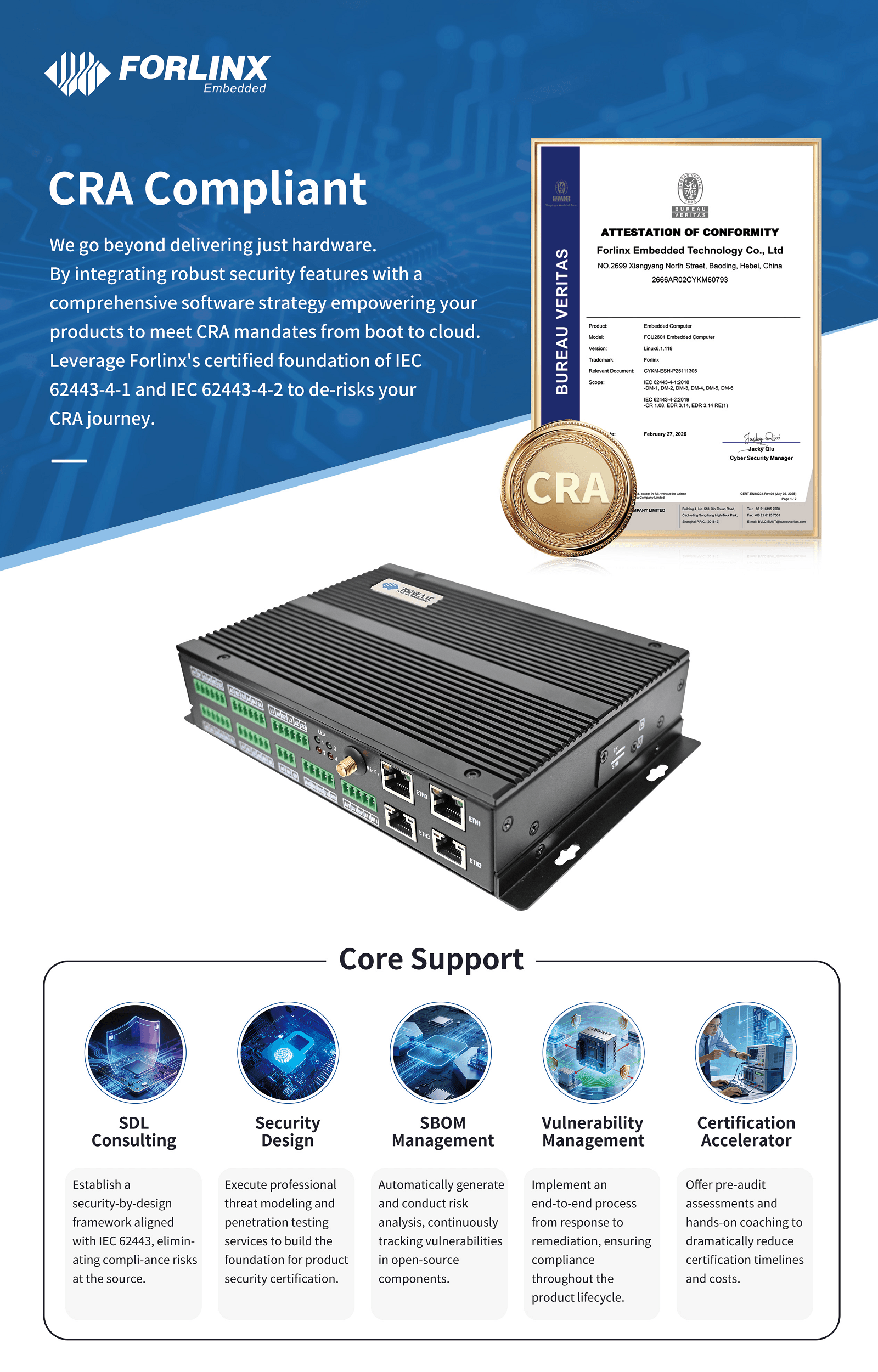 FCU2601 Embedded Control Unit with Cybersecurity Certifications