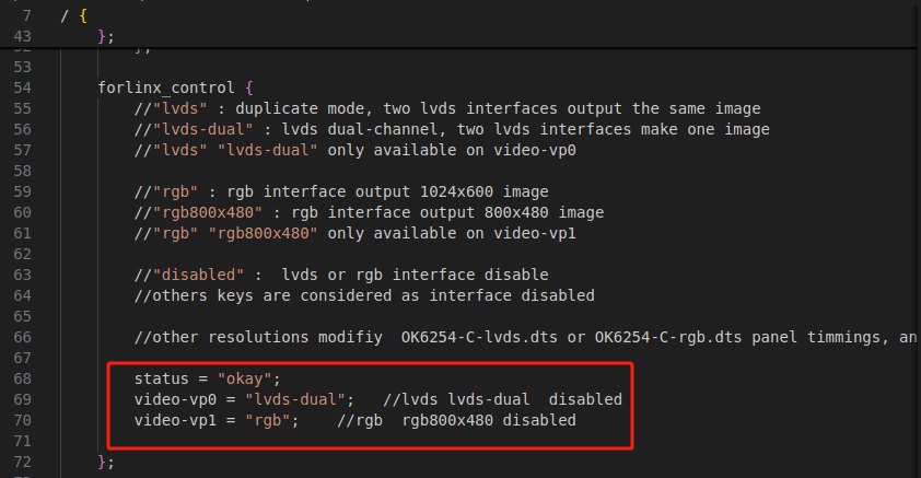 Modifying forlinx_control node in OK62xx.dtsi for Dual-LVDS display configuration