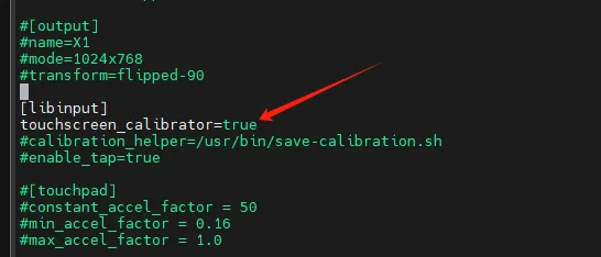 Editing weston.ini configuration to enable the touchscreen calibrator tool