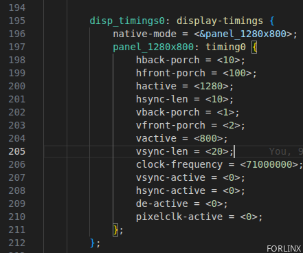 Display Timing Parameter Configuration Example