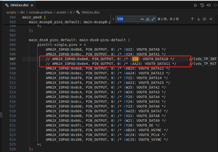 Commenting out the original I2C2 interface in the OK62xx.dtsi device tree