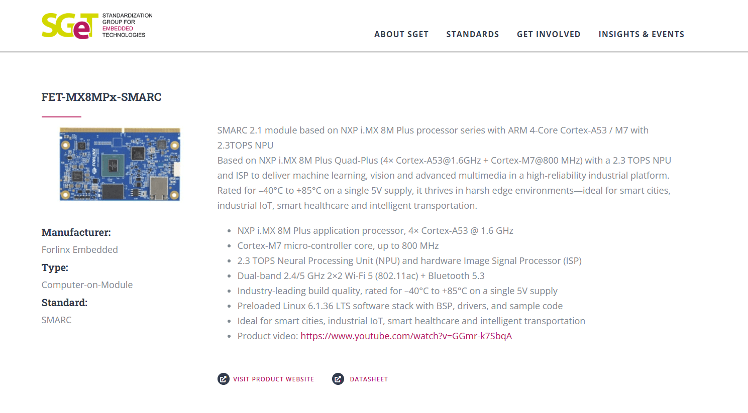 SMARC Standard Specification Overview for Computer-on-Modules