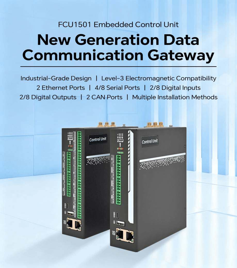 Architecture diagram of the Forlinx FCU1501 Industrial IoT gateway solution, illustrating how field devices connect via RS485/Modbus to the FCU1501, which runs Neuron edge gateway software to perform protocol conversion and upload data via MQTT to cloud platforms