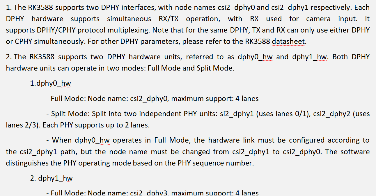 RK3588 D-PHY Full/Split Mode Description