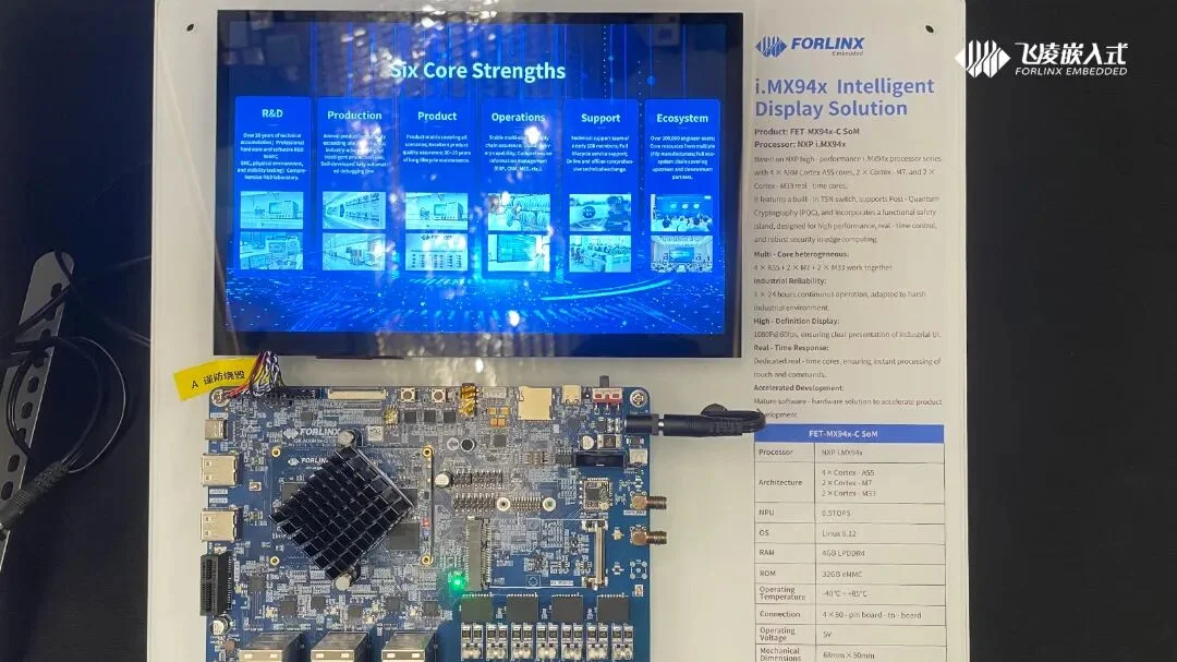 i.MX94x intelligent display solution demo board showing real-time display capabilities