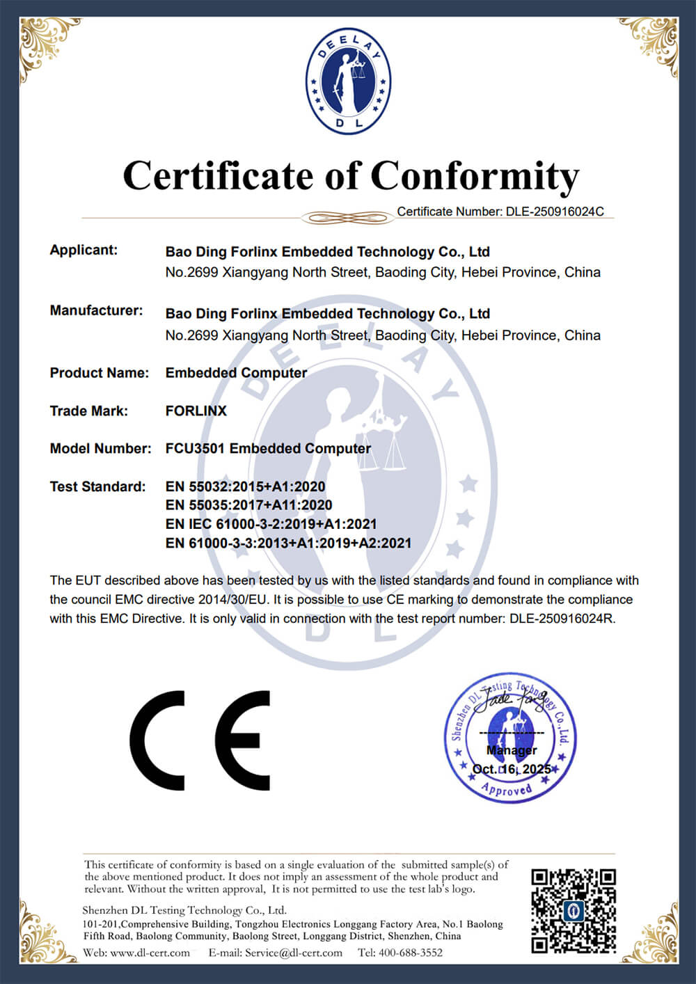 CE Conformity Certification